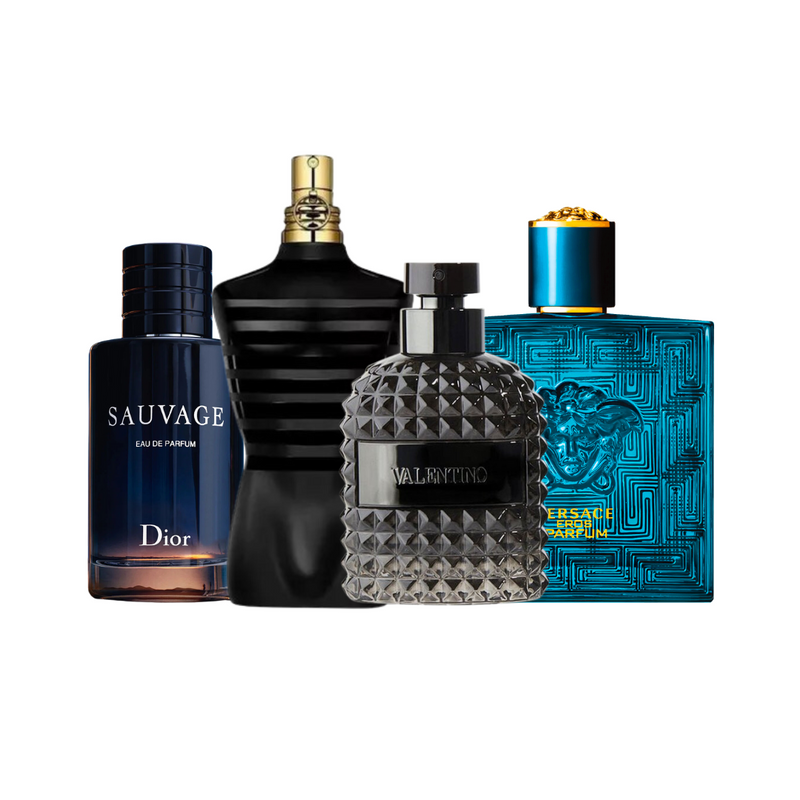 Coffret Séduisant - Sauvage Dior, Versace Eros, JPG Le Male, Valentino Uomo (ACHETEZ 2, OBTENEZ 4) 