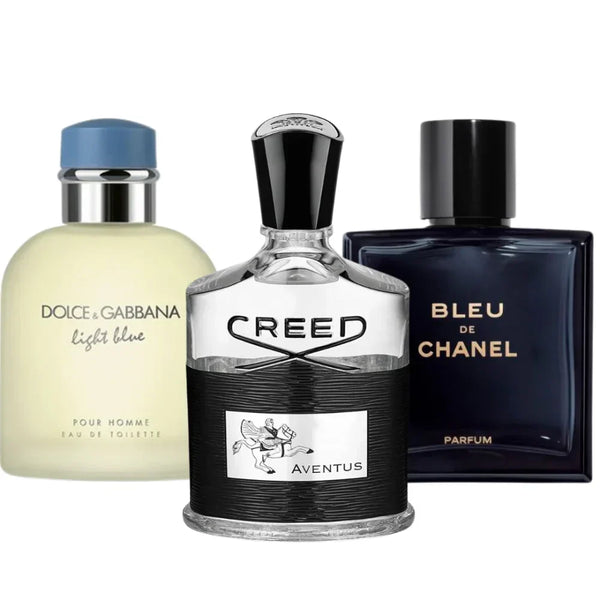 Bleu de Chanel, Creed Aventus, Dolce Gabbana Bleu Clair