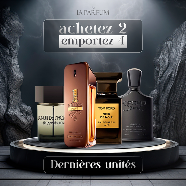 4 Parfums - Private Blend Noir, 1 Million Privé, YSL La Nuit de L'Homme, Green Irish Tweed (ACHETER 2, OBTENIR 4)