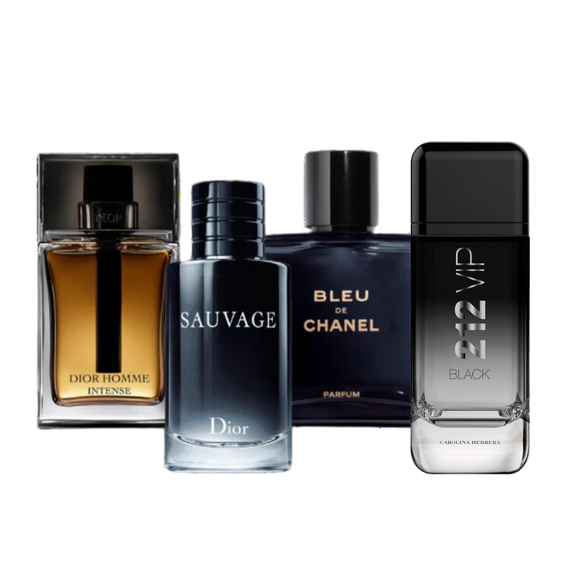 4 Parfums - 212 Vip Black, Sauvage, Bleu de Chanel et Homme Intense (ACHETER 2, OBTENIR 4)