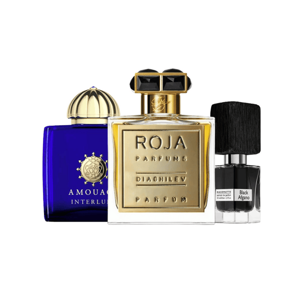 Coffret Luxe - Roja Enigma Pour Homme, Black Afgano, Amouage Gold Man (ACHETEZ 1, OBTENEZ 3) 