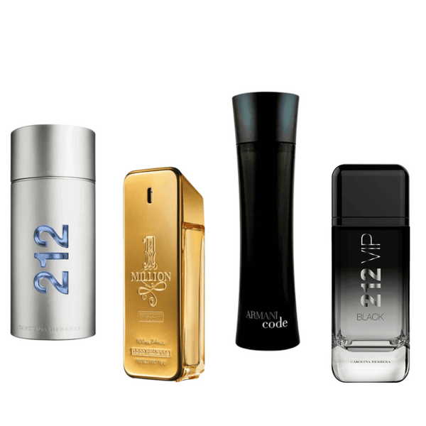 4 Parfums - 212 Vip Black, 212 Men NYC, 1 Million et Code Homme (ACHETER 2, OBTENIR 4)