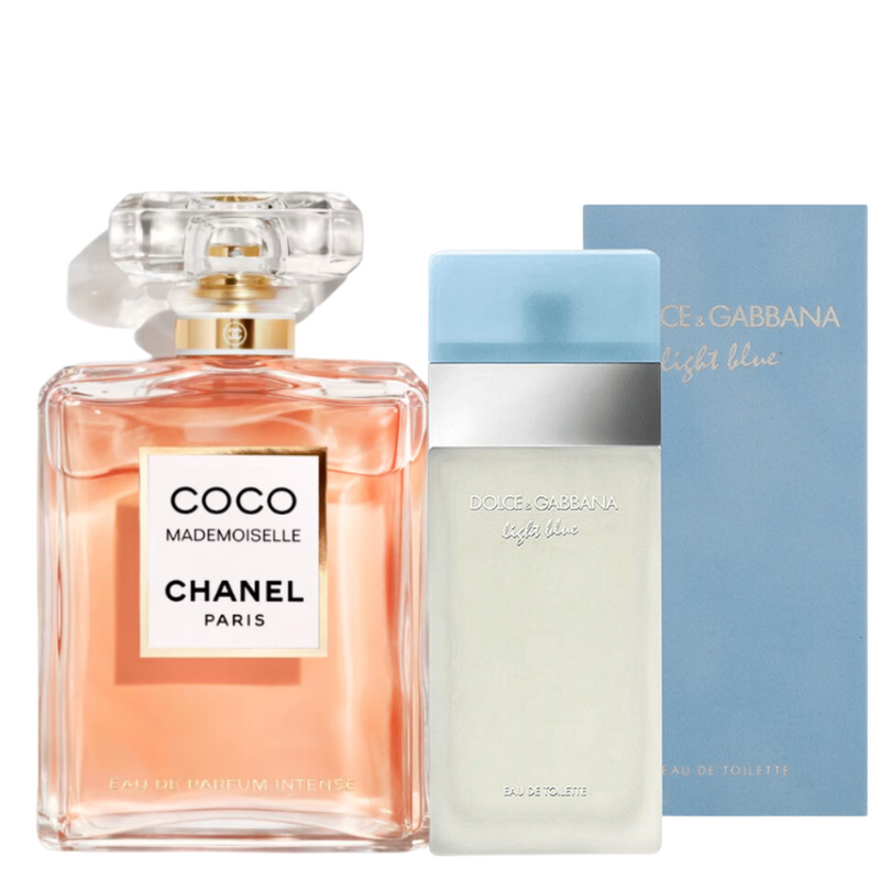 2 Parfums CHANEL COCO MADEMOISELLE EAU DE PARFUM 100ML et Dolce &amp; Gabbana Light Blue Eau de Toilette Parfum Femme Vaporisateur 100ml