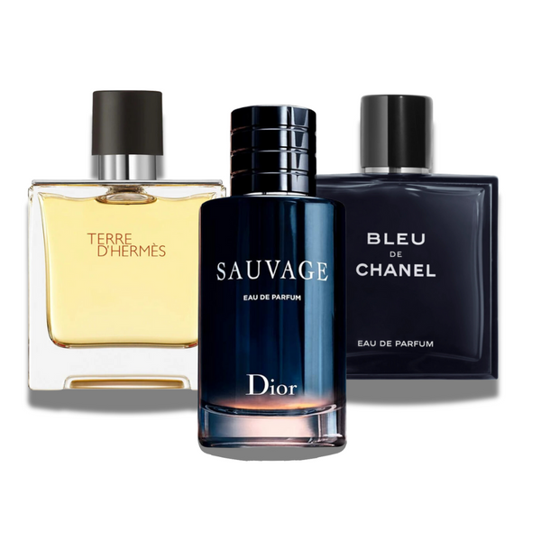 Oferta especial: Conjunto de 3 perfumes masculinos importados + presente exclusivo