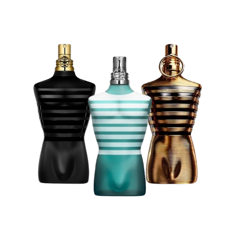 3 Parfums Jean Paul Gaultier LE MALE, Jean Paul Gaultier LE MALE PARFUM et Jean Paul Gaultier LE MALE ELIXIR (Eau de Parfum) 